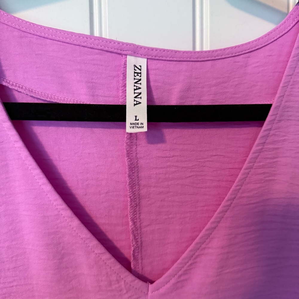 Zenana Pink V-Neck Top